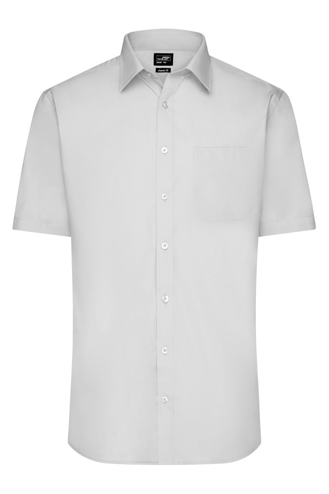 Men's Shirt Short-Sleeved Poplin - Lichtgrijs (ca. Pantone 400C)