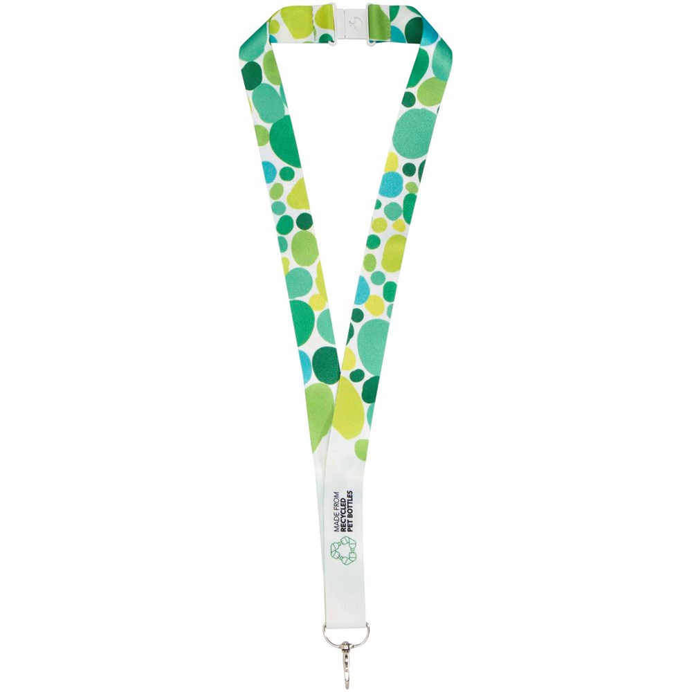 Addie gerecycled PET lanyard met safety breakaway sluiting - Wit, Wit