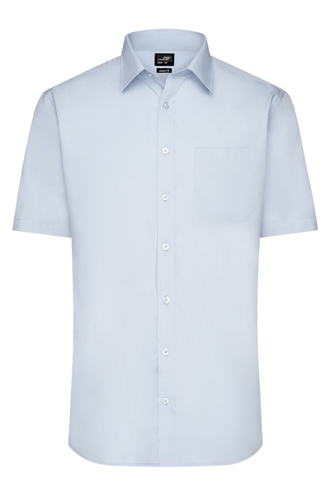 Men's Shirt Short-Sleeved Poplin - Lichtblauw (ca. Pantone 649C)